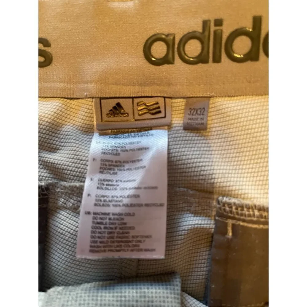 Adidas Men's Beige Check Pattern Relaxed Golf Khaki Pants Size 32 X 32